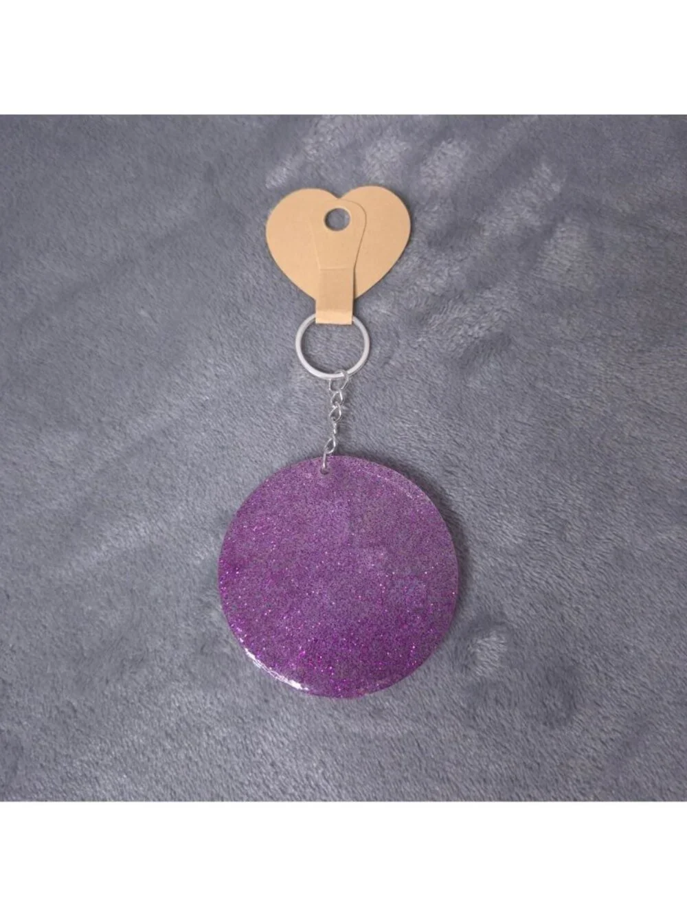 Handmade Resin Glitter Owl Keychain Books Purple Flowers 2 Diameter Unique Gift